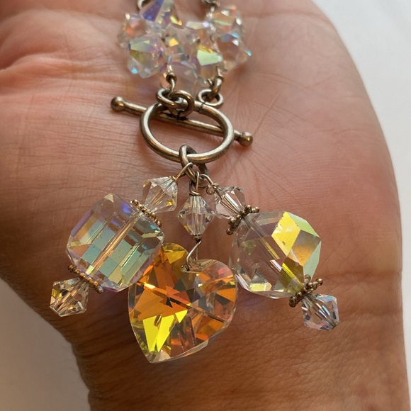 Chunky Sterling & AB Crystal Candy toggle necklace - Picture 9 of 17